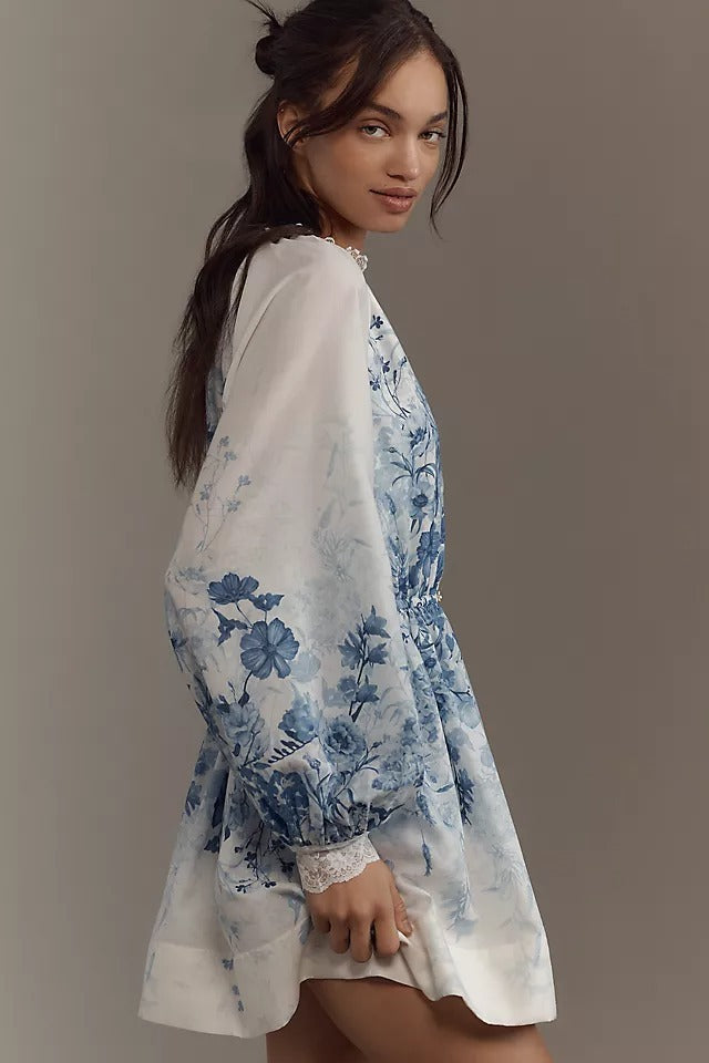 LuneluX? ¨C Vintage Puff Sleeve Stand Collar Dress